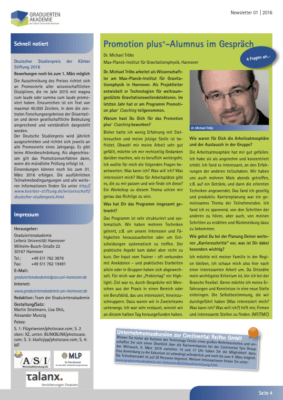 Vorschau auf Newsletter der Graduiertenakademie der Leibniz Universität Hannover 01/2016, Seite 4