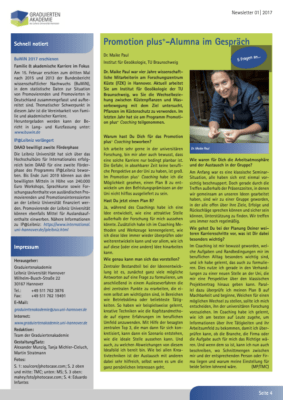 Vorschau Newsletter der Graduiertenakademie der Leibniz Universität Hannover 04/2017, Seite 4