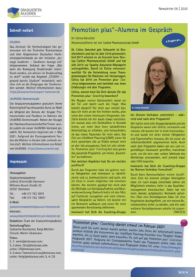 Vorschau Newsletter der Graduiertenakademie der Leibniz Universität Hannover 05/2020, Seite 4