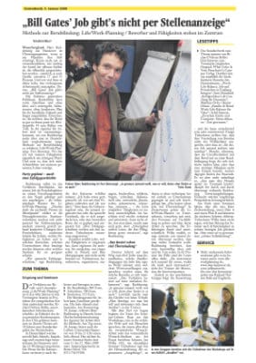 Vorschau-Foto Artikel über die Methode Life/Work-Planning aus der Deister-Weser-Zeitung (DeWeZet) "Bill Gates' Job gibt's nicht per Stellenanzeige" vom 03.01.2009